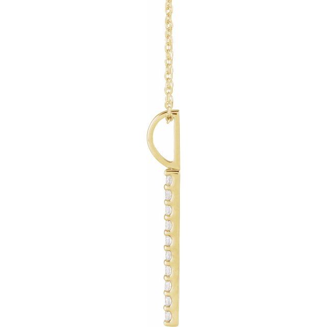 14K Yellow 1/6 CTW Natural Diamond Vertical Bar 16-18' Necklace