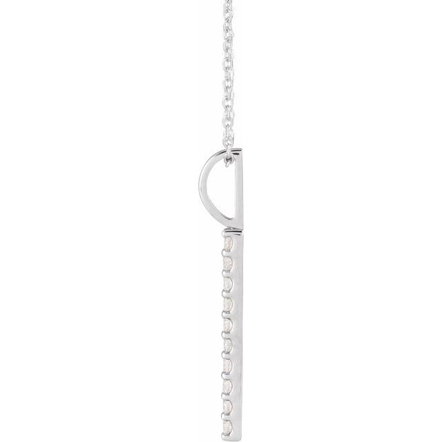 14K White 1/6 CTW Lab-Grown Diamond Vertical Bar 16-18' Necklace