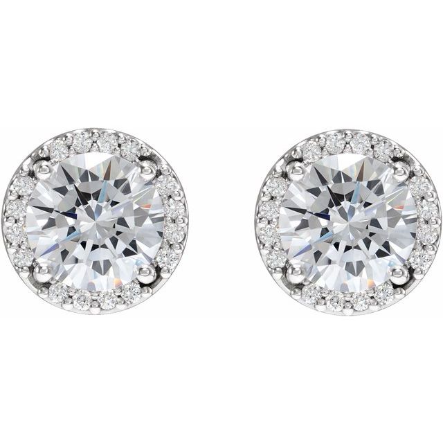 14K White 1/2 CTW Natural Diamond Halo-Style Earrings