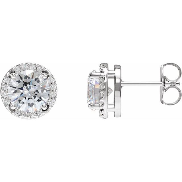 14K White 1/2 CTW Natural Diamond Halo-Style Earrings