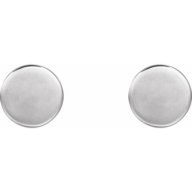 Sterling Silver 8 mm Engravable Disc Earrings