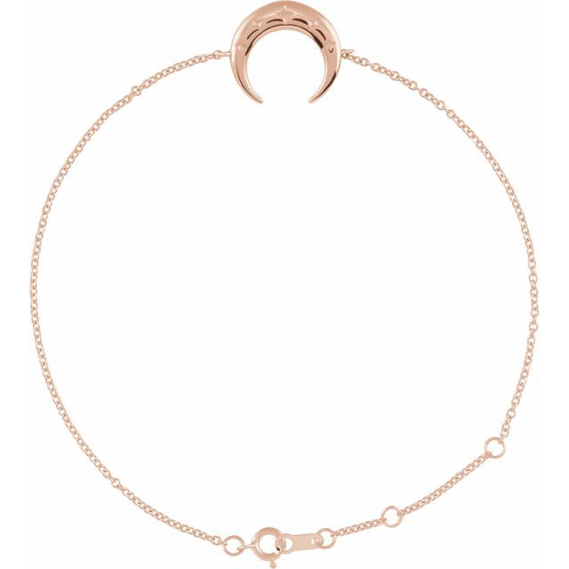 14K Rose Adjustable Crescent 6 1/2'-7 1/2' Bracelet