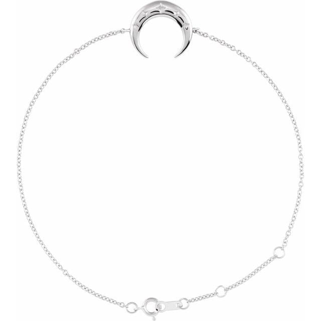 14K White Adjustable Crescent 6 1/2'-7 1/2' Bracelet