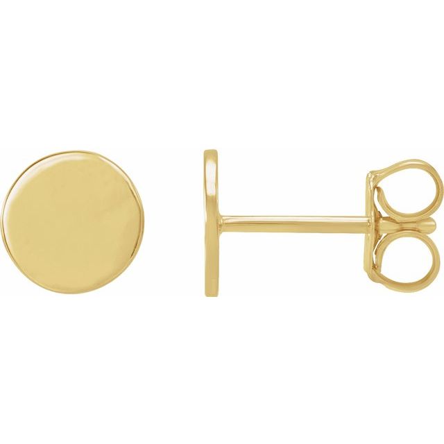 18K Yellow 6.3 mm Engravable Disc Earrings