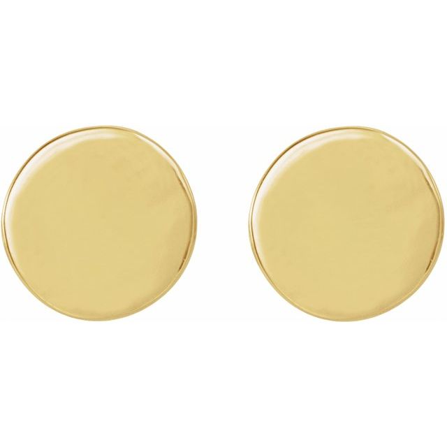 18K Yellow 6.3 mm Engravable Disc Earrings