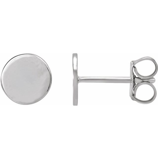 14K White 6.3 mm Engravable Disc Earrings