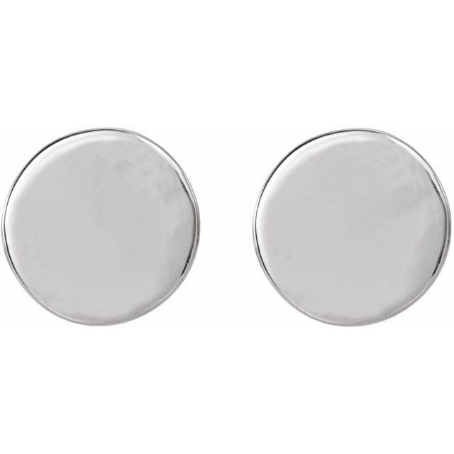 14K White 6.3 mm Engravable Disc Earrings