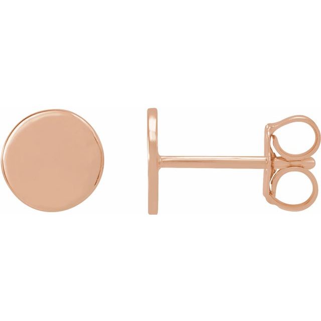 14K Rose 6.3 mm Engravable Disc Earrings