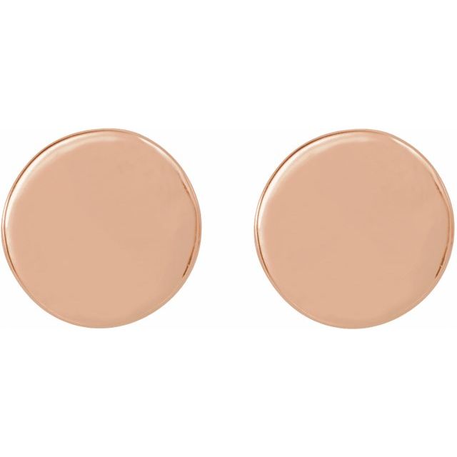 14K Rose 6.3 mm Engravable Disc Earrings