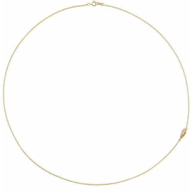 14K Yellow .015 CTW Natural Diamond Off-Center Angel Wing 18' Necklace