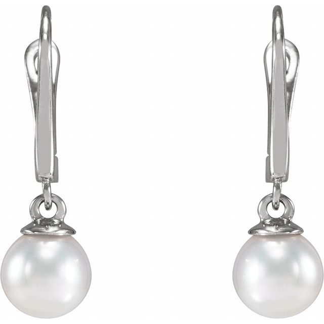14K White Cultured White Freshwater Pearl Earrings