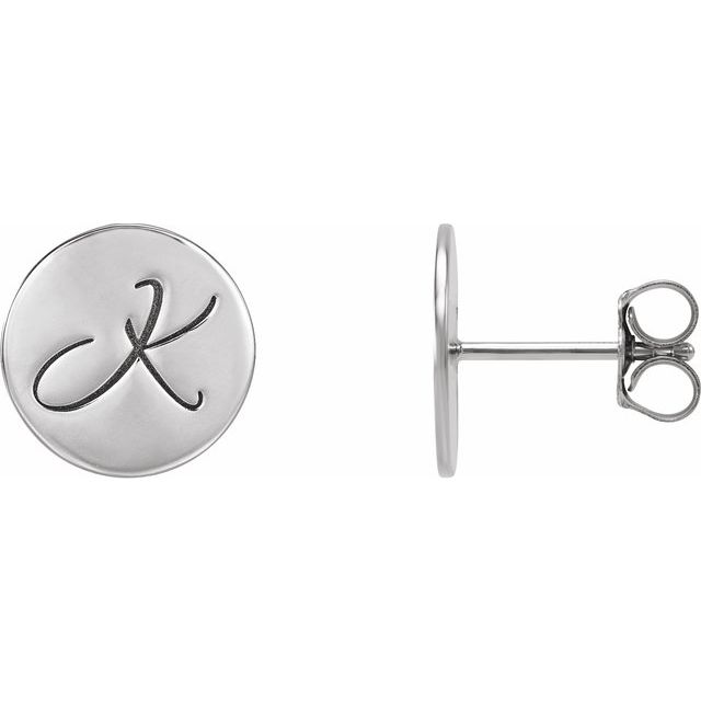 14K White 10 mm Engravable Disc Earring