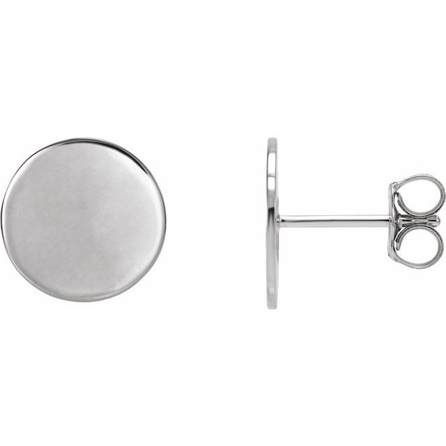 14K White 10 mm Engravable Disc Earring