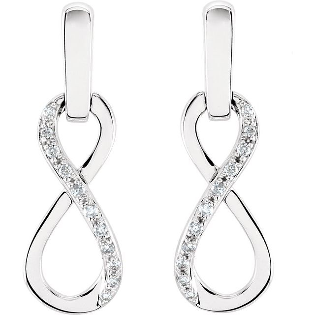 14k White 1/10 Ctw Natural Diamond Infinity-inspired Earrings