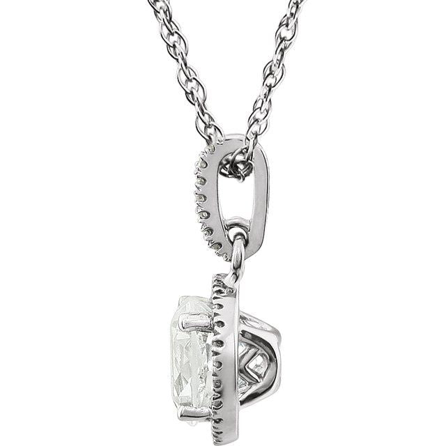 14K White Lab-Grown White Sapphire & 1/10 CTW Natural Diamond 18' Necklace