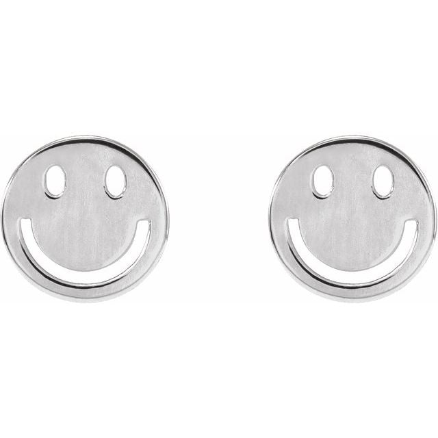 Sterling Silver 6 mm Smiley Face Friction Earrings