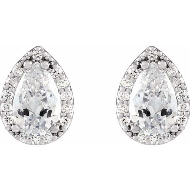 14K White 4x2.5 mm Pear 1/4 CTW Natural Diamond Halo-Style Earrings