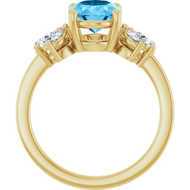 14K Yellow 9x7 mm Oval  Natural Swiss Blue Topaz & 1/2 CTW Lab-Grown Diamond Ring