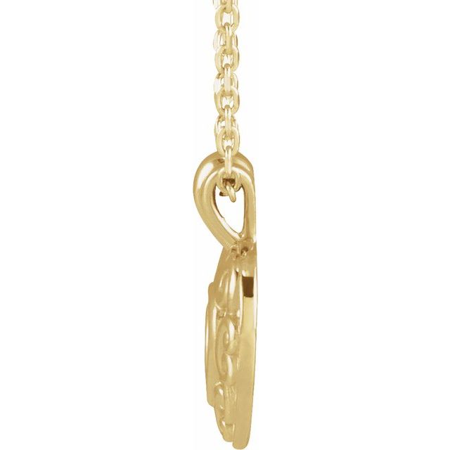 14K Yellow 12.9x10.1 mm Pierced Heart 14' Necklace