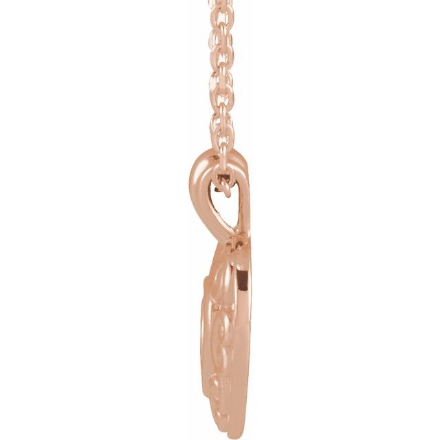 14K Rose 12.9x10.1 mm Pierced Heart 16-18' Necklace