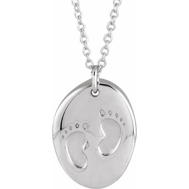Sterling Silver Engravable Tiny Footprint 18' Necklace