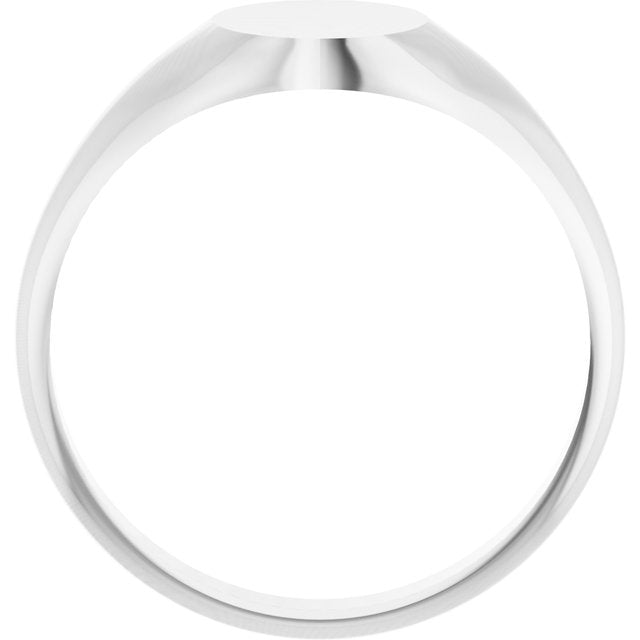14K White Oval Signet Ring
