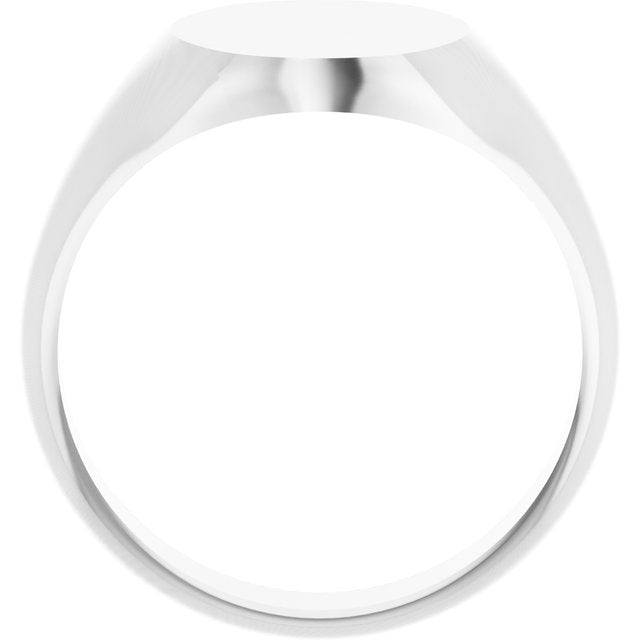 14K White Oval Signet Ring
