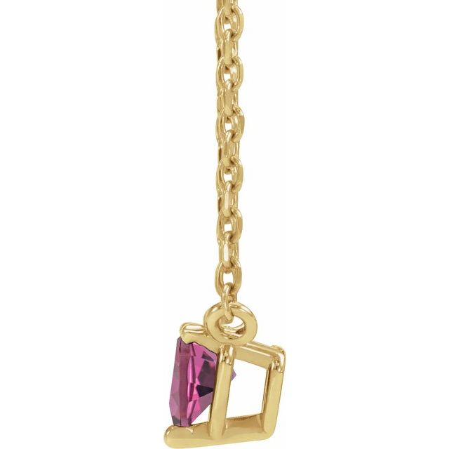 14K Yellow Natural Pink Tourmaline Heart 16-18' Necklace