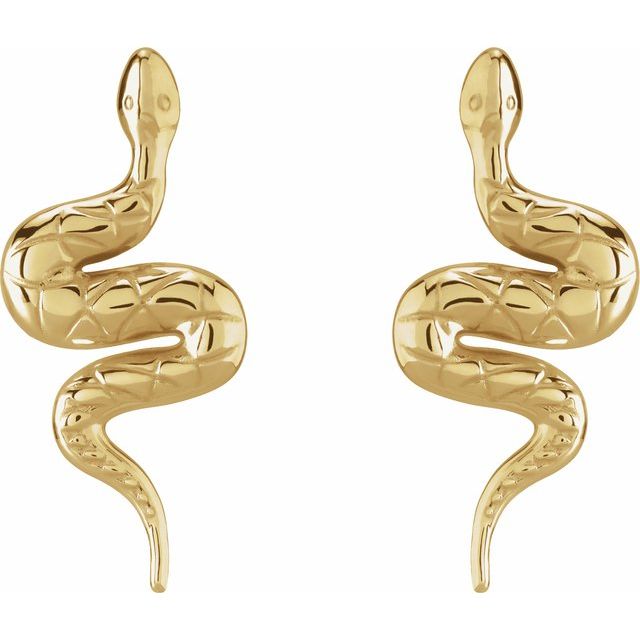 14K Yellow Pair Snake Friction Back Earring