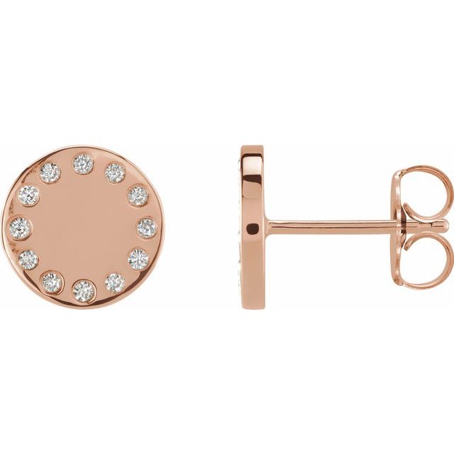 14K Rose .05 CTW Natural Diamond Full Moon Phase Earring