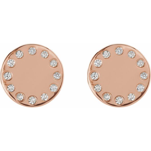14K Rose .05 CTW Natural Diamond Full Moon Phase Earring