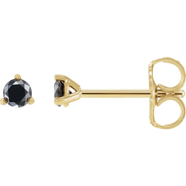14K Yellow 1/3 CTW Natural Black Diamond  Earrings