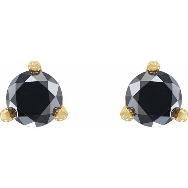 14K Yellow 1/3 CTW Natural Black Diamond  Earrings