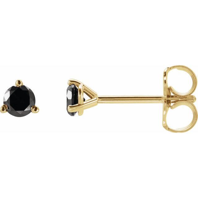 14K Yellow 1/5 CTW Natural Black Diamond  Earrings