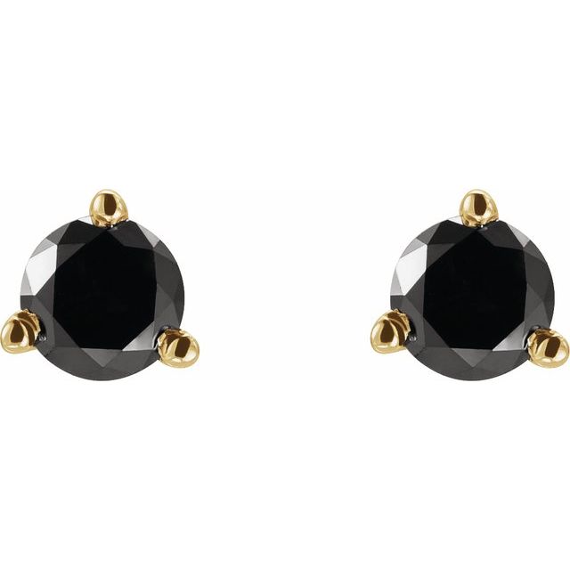 14K Yellow 1/5 CTW Natural Black Diamond  Earrings