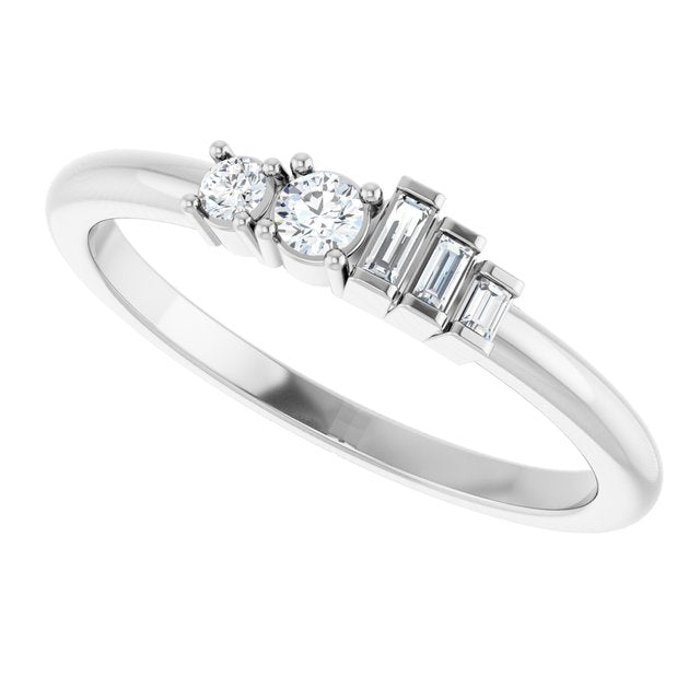 14K White 1/8 CTW Natural Diamond Stackable Ring