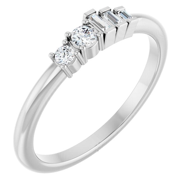 14K White 1/8 CTW Natural Diamond Stackable Ring