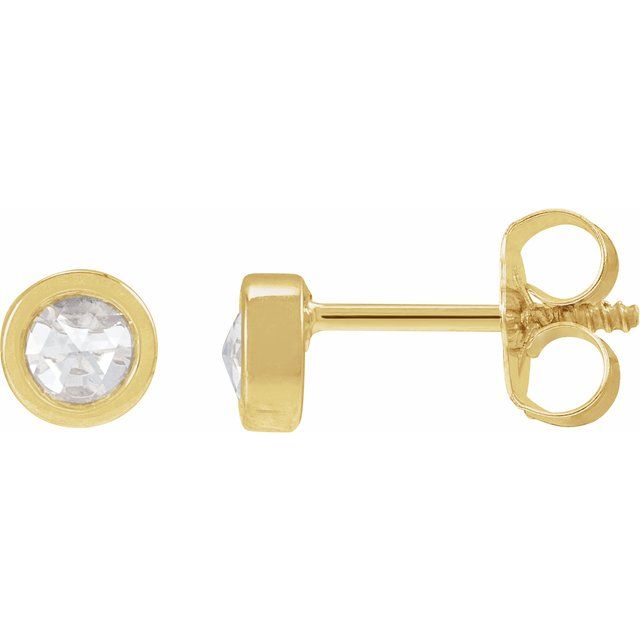 14K Yellow 1/5 CTW Rose-Cut Natural Diamond Stud Earrings