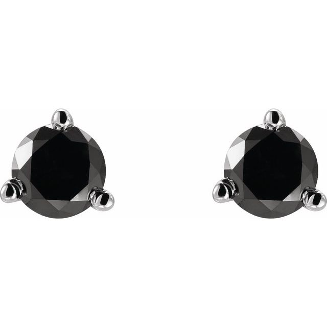 14K White 1/5 CTW Natural Black Diamond  Earrings