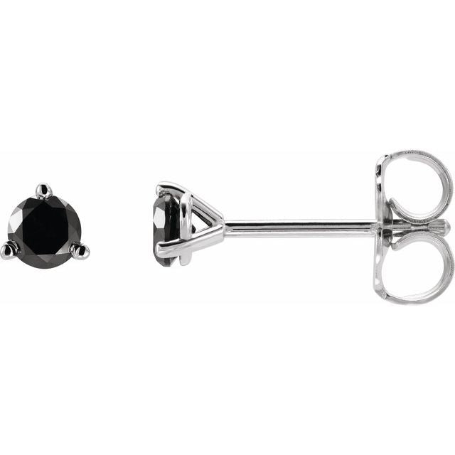 14K White 1/5 CTW Natural Black Diamond  Earrings