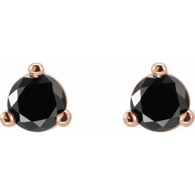 14K Rose 1 1/8 CTW Natural Black Diamond Earrings