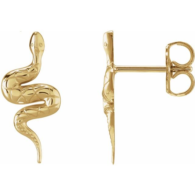14K Yellow Pair Snake Friction Back Earring