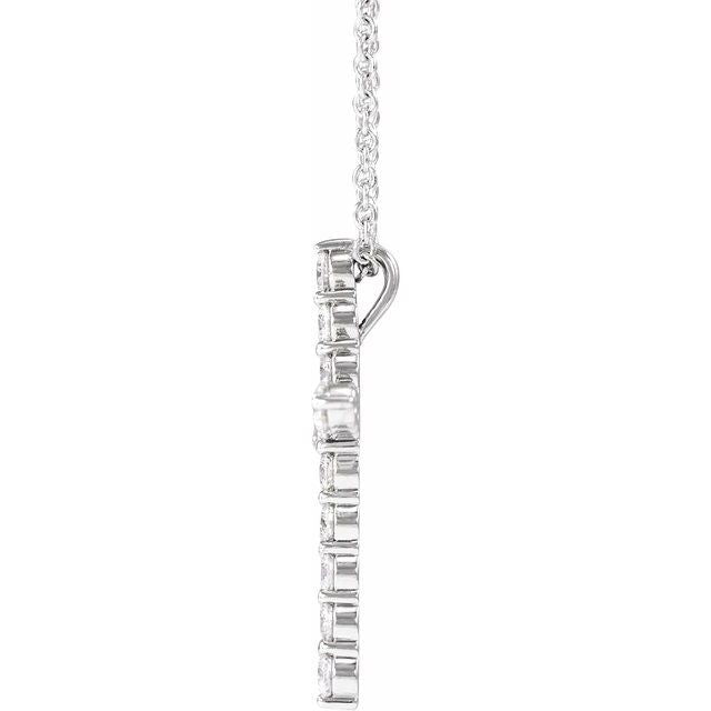 14K White 3/4 CTW Lab-Grown Diamond Cross 16-18' Necklace