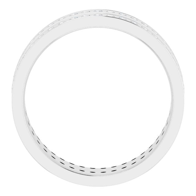 14K White 3/4 CTW Lab-Grown Diamond Double Row Accented Band Size 10.5