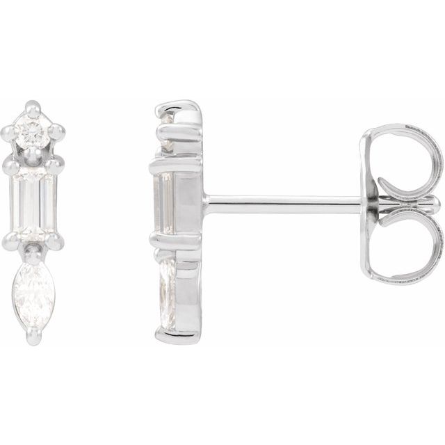 14K White 1/6 CTW Natural Diamond Bar Earrings