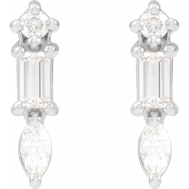 14K White 1/6 CTW Natural Diamond Bar Earrings