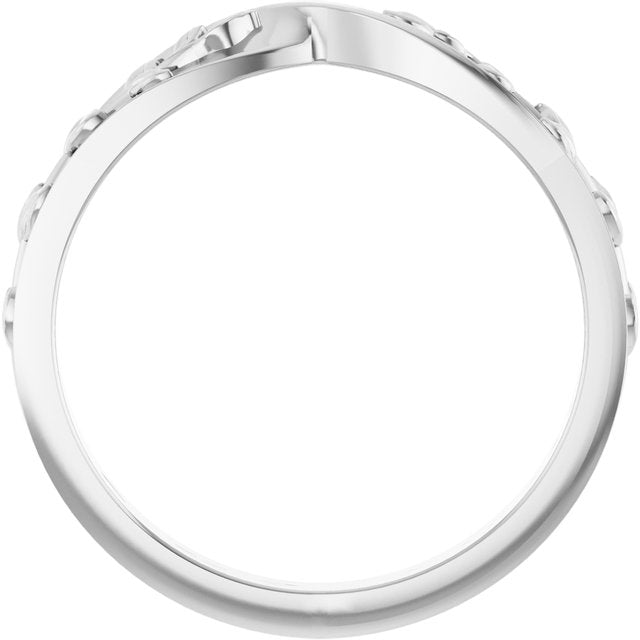 14K White Twisted Leaf Ring