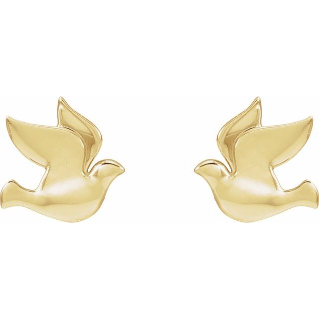 14K Yellow Holy Spirit Dove Earrings