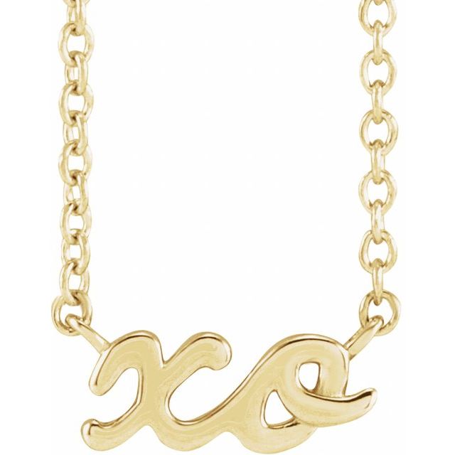 14K Yellow Script 'XO' 16' Necklace