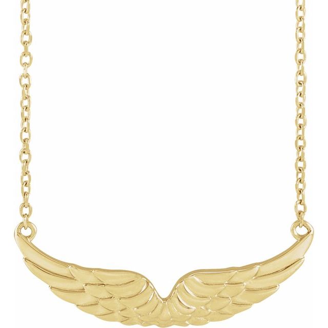 14K Yellow Angel Wings 18' Necklace